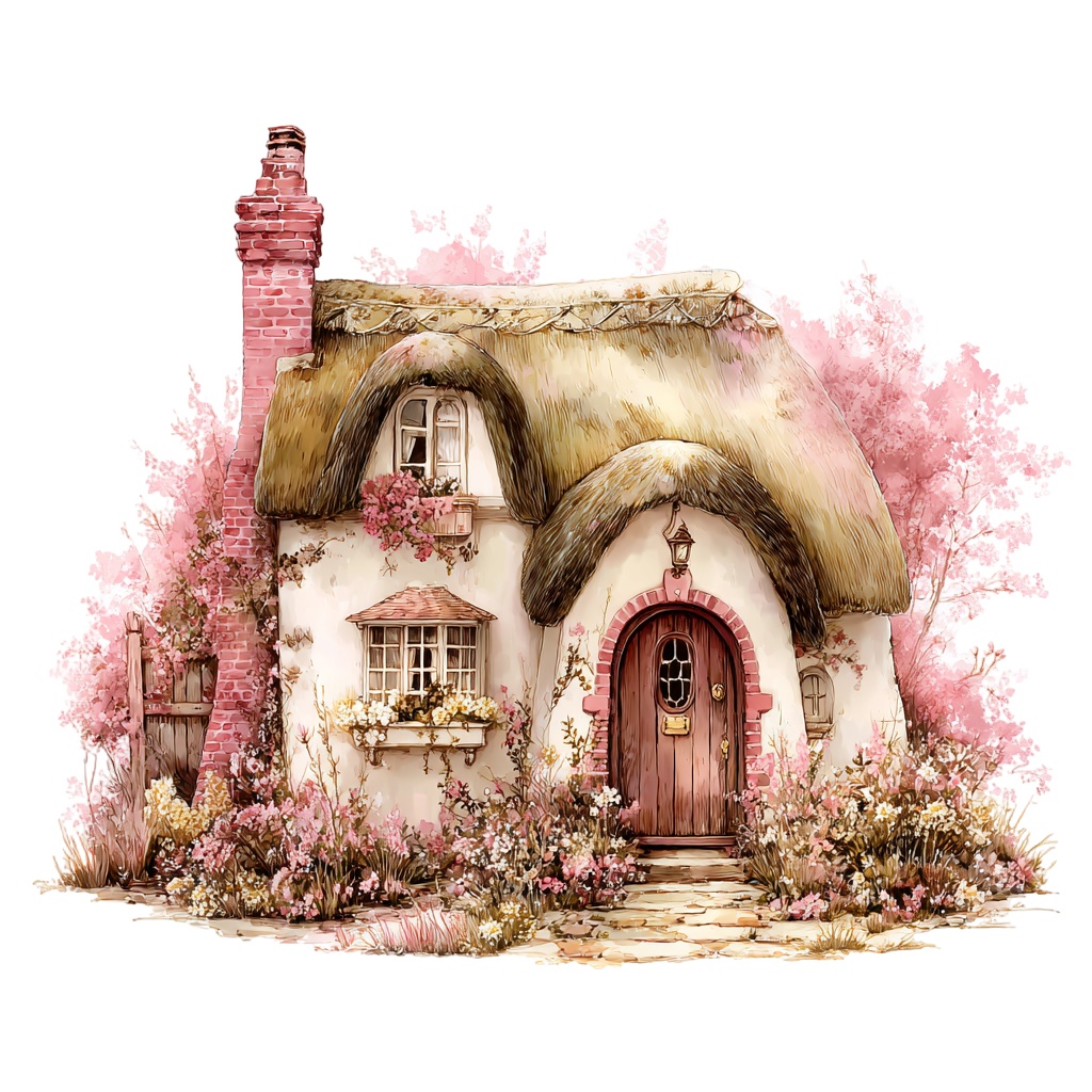 【商用利用可】コテージ(水彩カントリーハウス)クリップアート15点セット|高解像度・透過PNG|印刷OK・コラージュ・ジャンクジャーナル素材|即ダウンロード