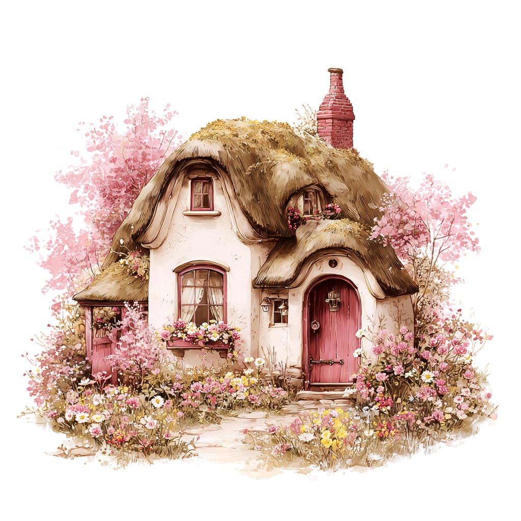 【商用利用可】コテージ(水彩カントリーハウス)クリップアート15点セット|高解像度・透過PNG|印刷OK・コラージュ・ジャンクジャーナル素材|即ダウンロード