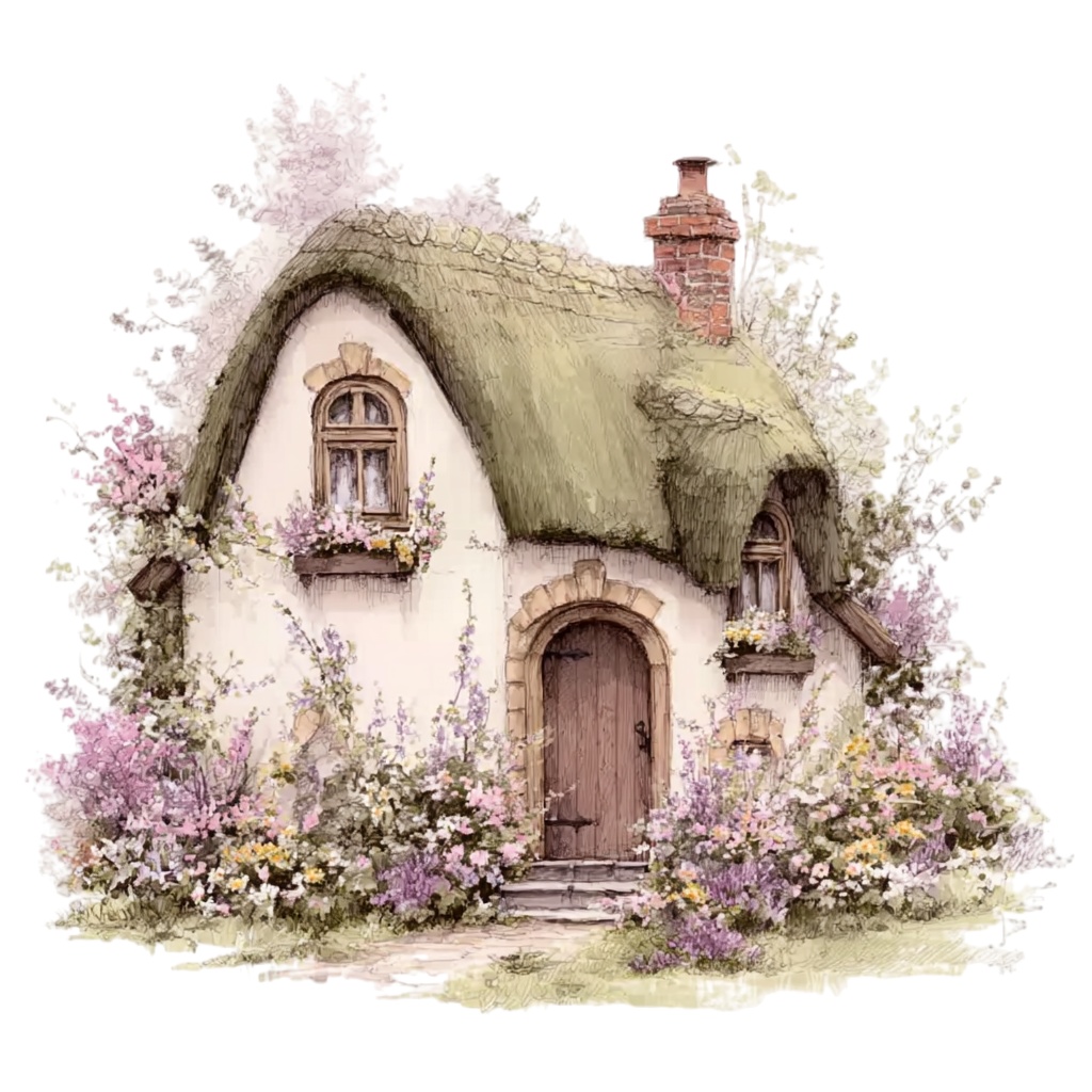 【商用利用可】コテージ(水彩カントリーハウス)クリップアート15点セット|高解像度・透過PNG|印刷OK・コラージュ・ジャンクジャーナル素材|即ダウンロード