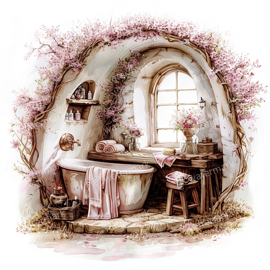 【商用利用可】フェアルーム(水彩ファンタジー)クリップアート19点セット|高解像度・透過PNG|印刷OK・コラージュ・ジャンクジャーナル素材|即ダウンロード