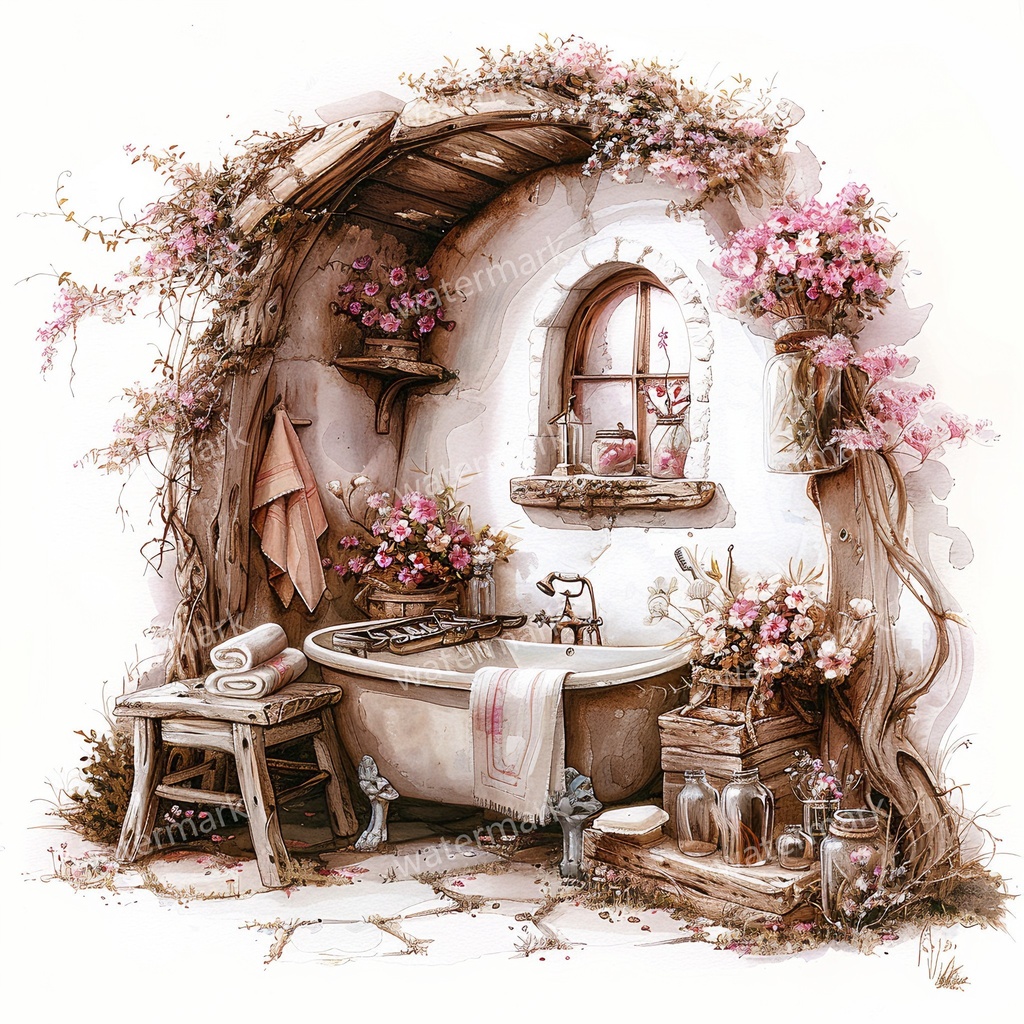 【商用利用可】フェアルーム(水彩ファンタジー)クリップアート19点セット|高解像度・透過PNG|印刷OK・コラージュ・ジャンクジャーナル素材|即ダウンロード