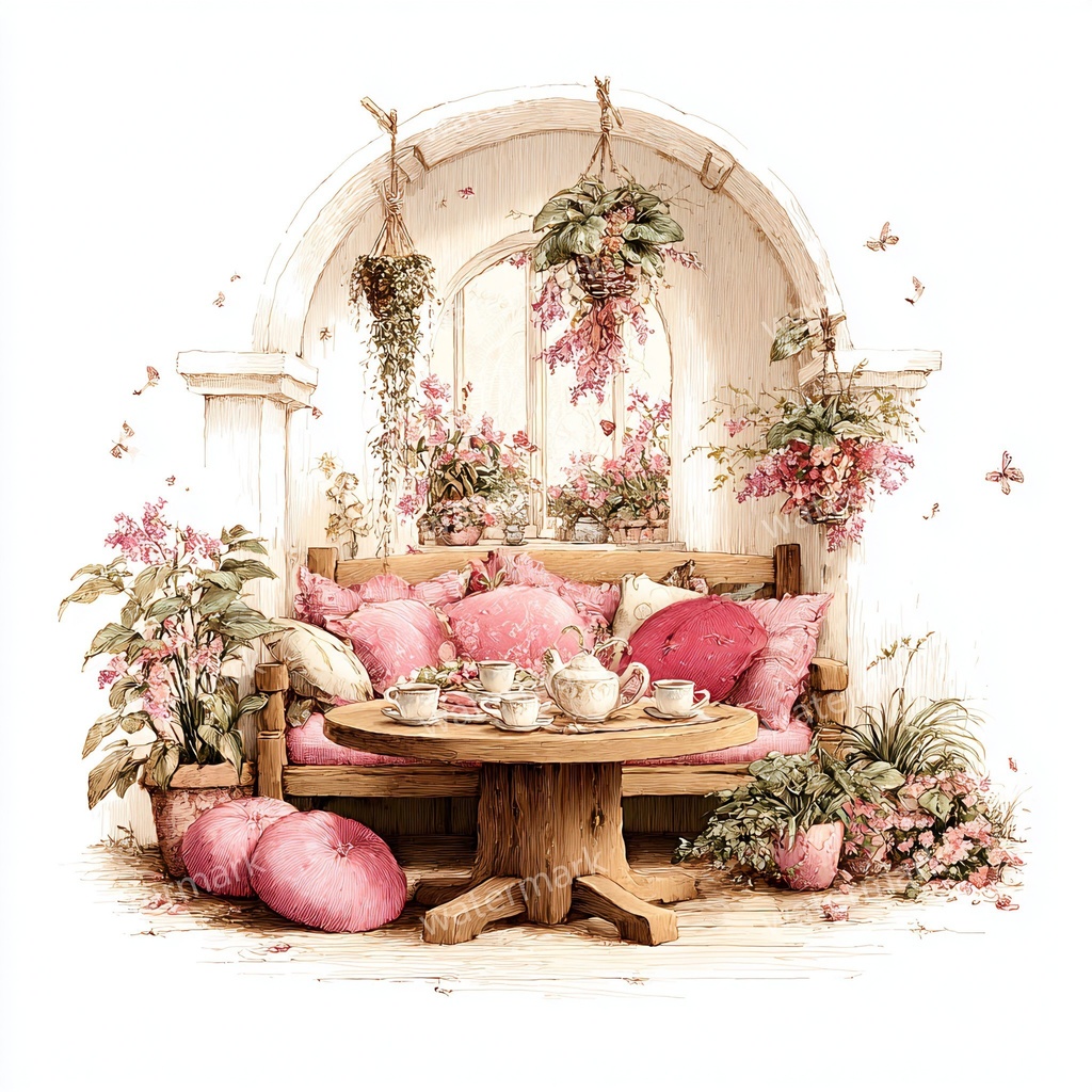 【商用利用可】フェアルーム(水彩ファンタジー)クリップアート19点セット|高解像度・透過PNG|印刷OK・コラージュ・ジャンクジャーナル素材|即ダウンロード