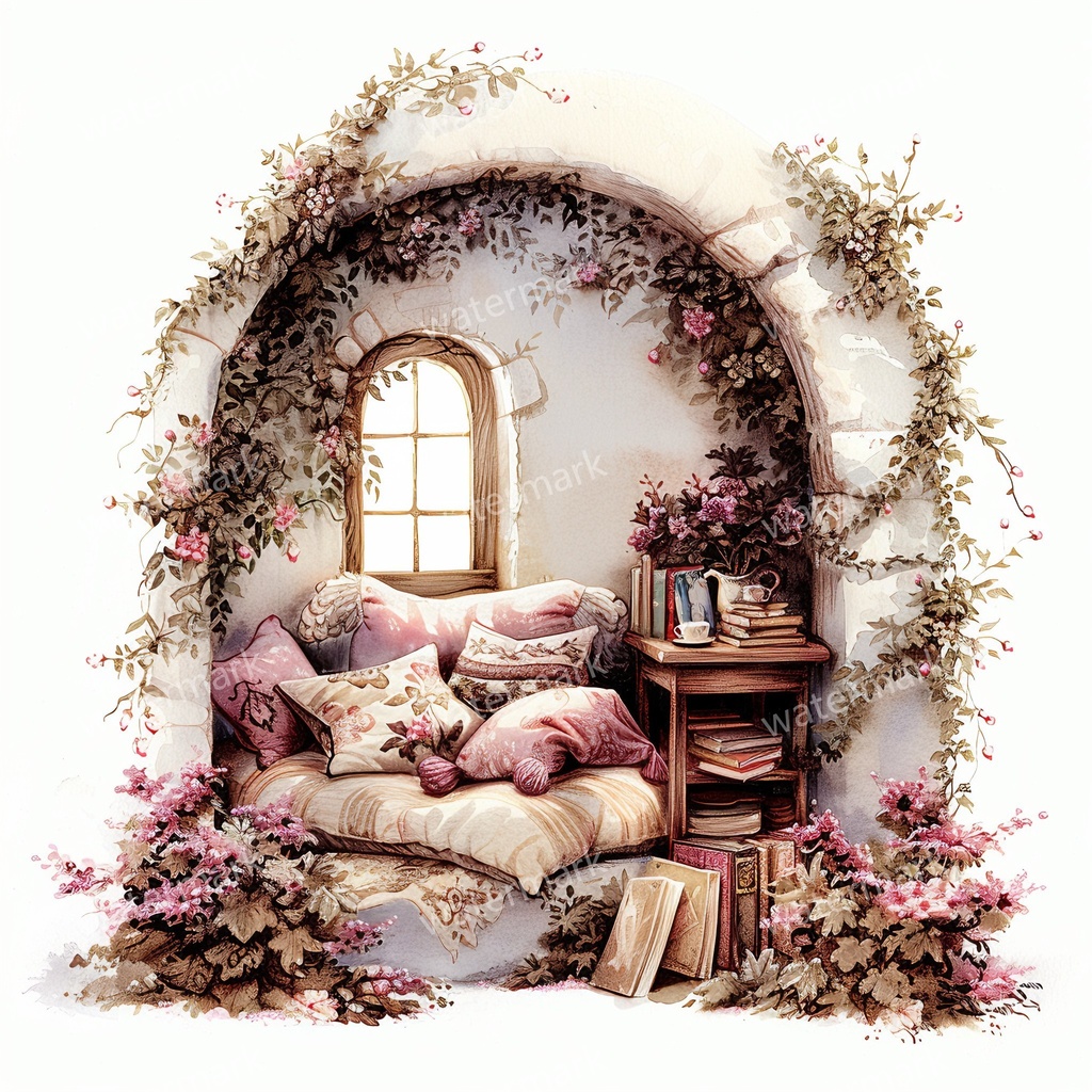 【商用利用可】フェアルーム(水彩ファンタジー)クリップアート19点セット|高解像度・透過PNG|印刷OK・コラージュ・ジャンクジャーナル素材|即ダウンロード