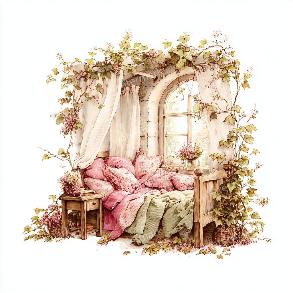 【商用利用可】フェアルーム(水彩ファンタジー)クリップアート19点セット|高解像度・透過PNG|印刷OK・コラージュ・ジャンクジャーナル素材|即ダウンロード