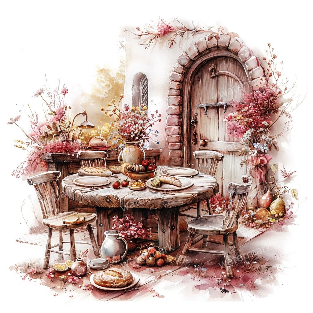 【商用利用可】フェアルーム(水彩ファンタジー)クリップアート19点セット|高解像度・透過PNG|印刷OK・コラージュ・ジャンクジャーナル素材|即ダウンロード