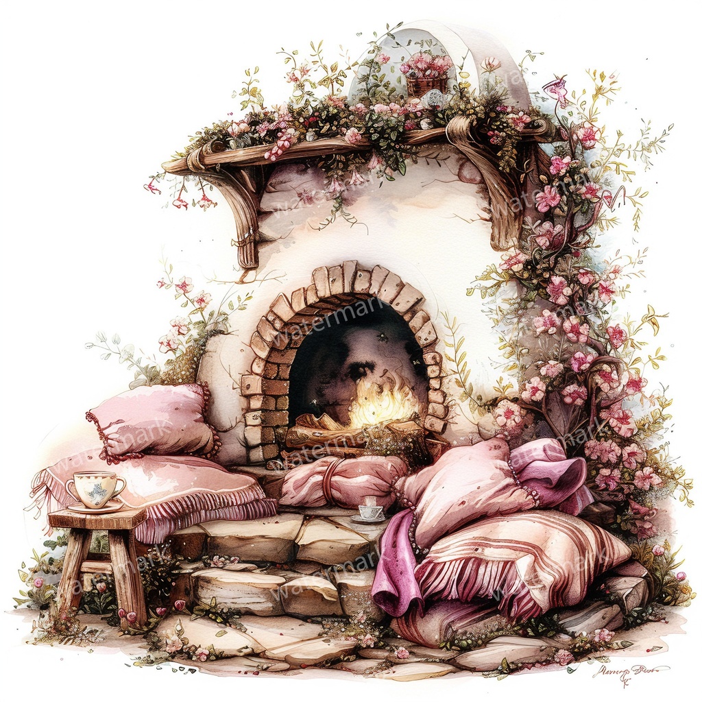 【商用利用可】フェアルーム（水彩ファンタジー）クリップアート19点セット｜高解像度・透過PNG｜印刷OK・コラージュ・ジャンクジャーナル素材｜即ダウンロード