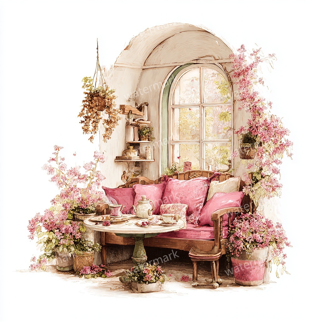 【商用利用可】フェアルーム(水彩ファンタジー)クリップアート19点セット|高解像度・透過PNG|印刷OK・コラージュ・ジャンクジャーナル素材|即ダウンロード