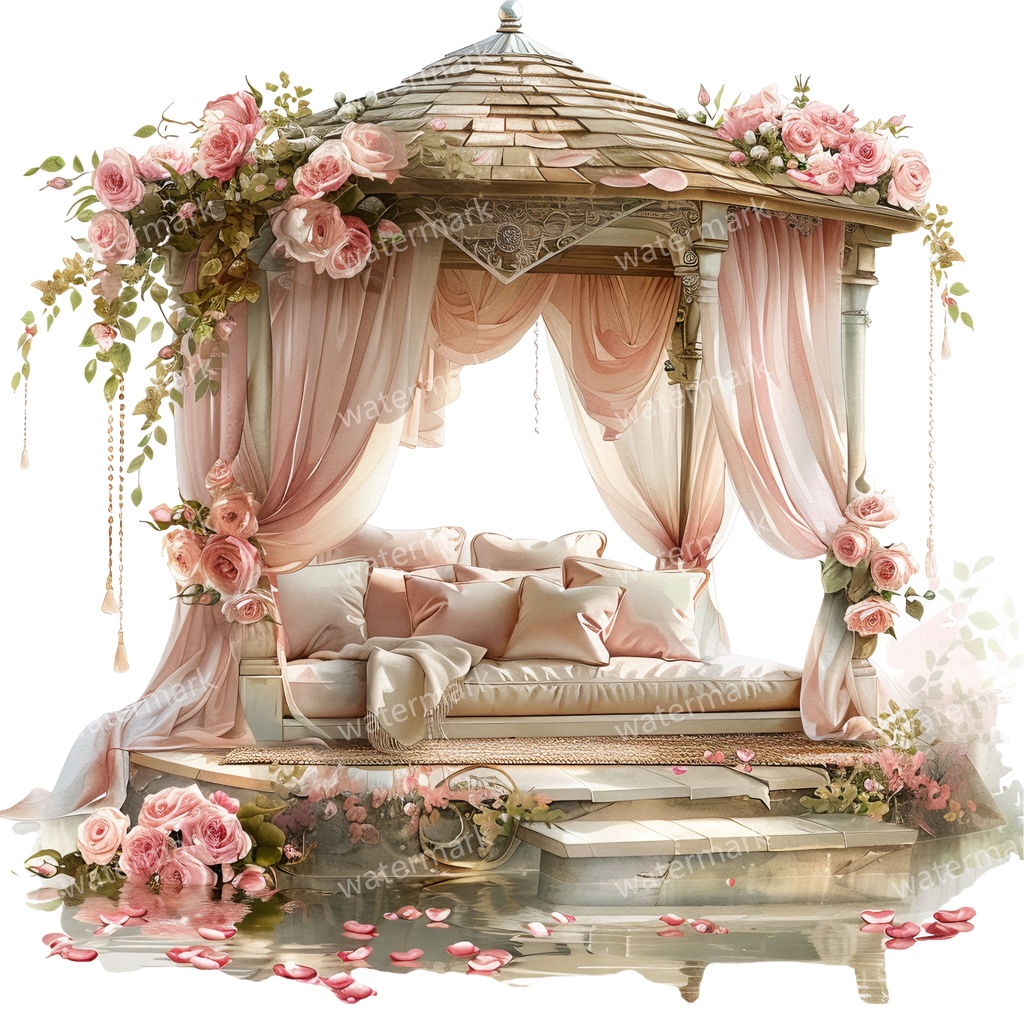 【商用利用可】ロマンティックパビリオン(水彩ガゼボ・東屋)クリップアート20点セット|高解像度・透過PNG|印刷OK・コラージュ・ジャンクジャーナル素材|即ダウンロード