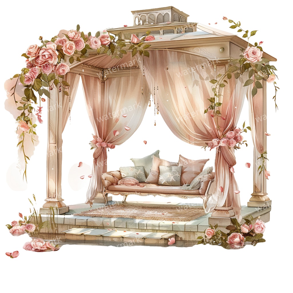 【商用利用可】ロマンティックパビリオン(水彩ガゼボ・東屋)クリップアート20点セット|高解像度・透過PNG|印刷OK・コラージュ・ジャンクジャーナル素材|即ダウンロード