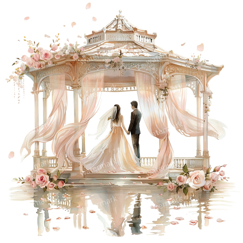 【商用利用可】ロマンティックパビリオン(水彩ガゼボ・東屋)クリップアート19点セット|高解像度・透過PNG|印刷OK・コラージュ・ジャンクジャーナル素材|即ダウンロード