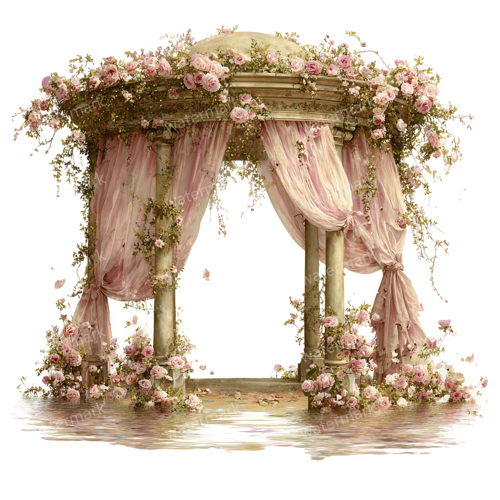 【商用利用可】ロマンティックパビリオン(水彩ガゼボ・東屋)クリップアート16点セット|高解像度・透過PNG|印刷OK・コラージュ・ジャンクジャーナル素材|即ダウンロード