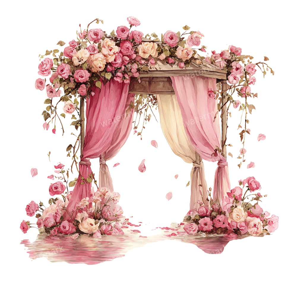 【商用利用可】ロマンティックパビリオン(水彩ガゼボ・東屋)クリップアート16点セット|高解像度・透過PNG|印刷OK・コラージュ・ジャンクジャーナル素材|即ダウンロード