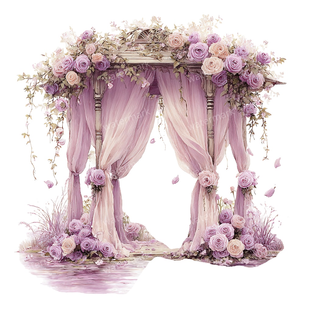 【商用利用可】ロマンティックパビリオン(水彩ガゼボ・東屋)クリップアート16点セット|高解像度・透過PNG|印刷OK・コラージュ・ジャンクジャーナル素材|即ダウンロード