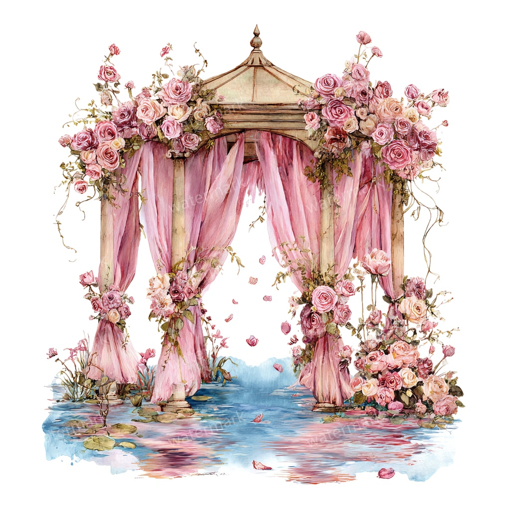 【商用利用可】ロマンティックパビリオン(水彩ガゼボ・東屋)クリップアート16点セット|高解像度・透過PNG|印刷OK・コラージュ・ジャンクジャーナル素材|即ダウンロード