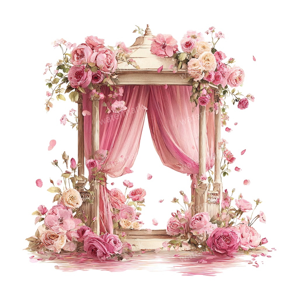 【商用利用可】ロマンティックパビリオン(水彩ガゼボ・東屋)クリップアート16点セット|高解像度・透過PNG|印刷OK・コラージュ・ジャンクジャーナル素材|即ダウンロード