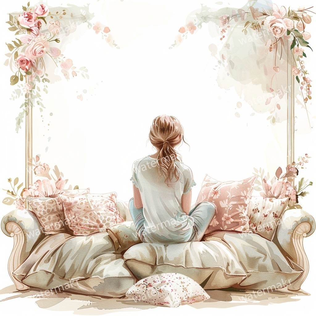 【商用利用可】ほっこりガール(水彩コージー)クリップアート24点セット|高解像度JPG|印刷OK・コラージュ・ジャンクジャーナル素材|即ダウンロード