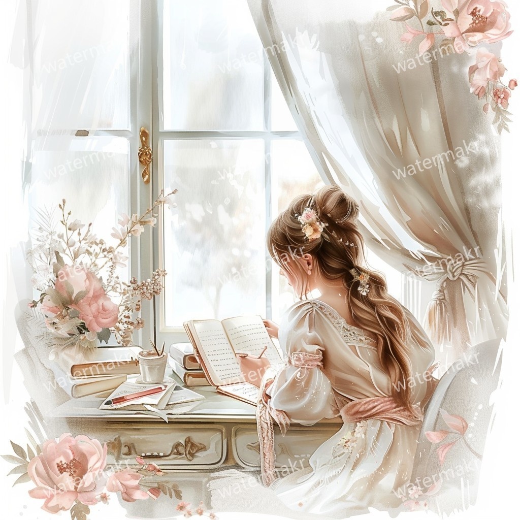 【商用利用可】ほっこりガール(水彩コージー)クリップアート24点セット|高解像度JPG|印刷OK・コラージュ・ジャンクジャーナル素材|即ダウンロード