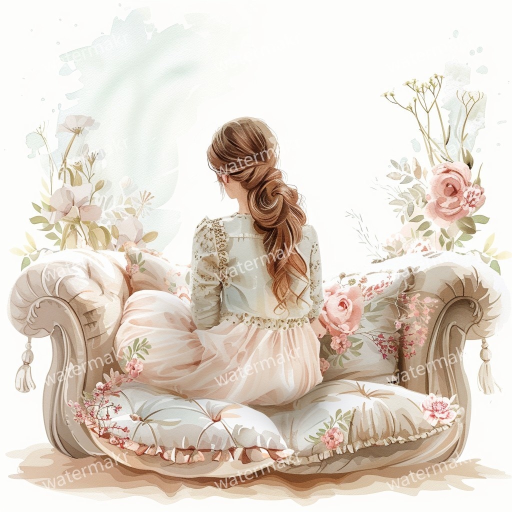 【商用利用可】ほっこりガール(水彩コージー)クリップアート24点セット|高解像度JPG|印刷OK・コラージュ・ジャンクジャーナル素材|即ダウンロード