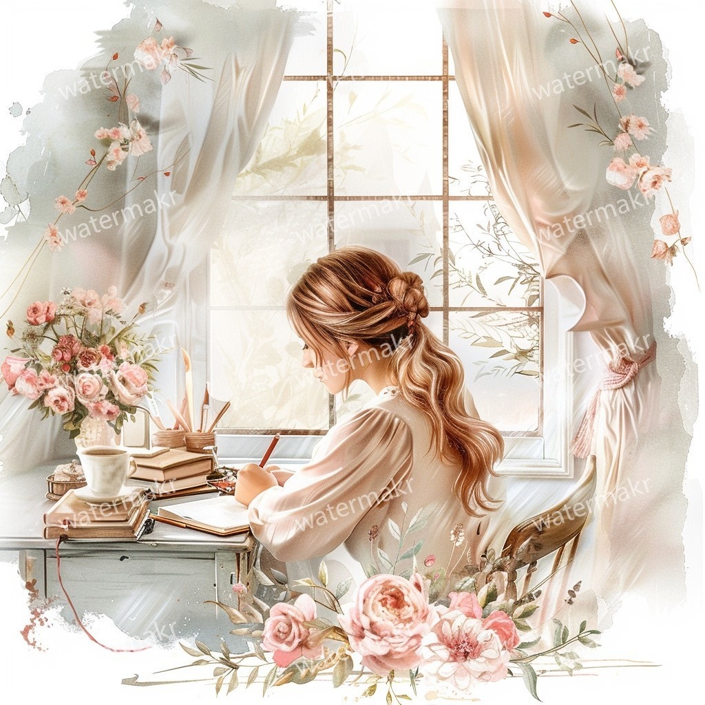 【商用利用可】ほっこりガール(水彩コージー)クリップアート24点セット|高解像度JPG|印刷OK・コラージュ・ジャンクジャーナル素材|即ダウンロード