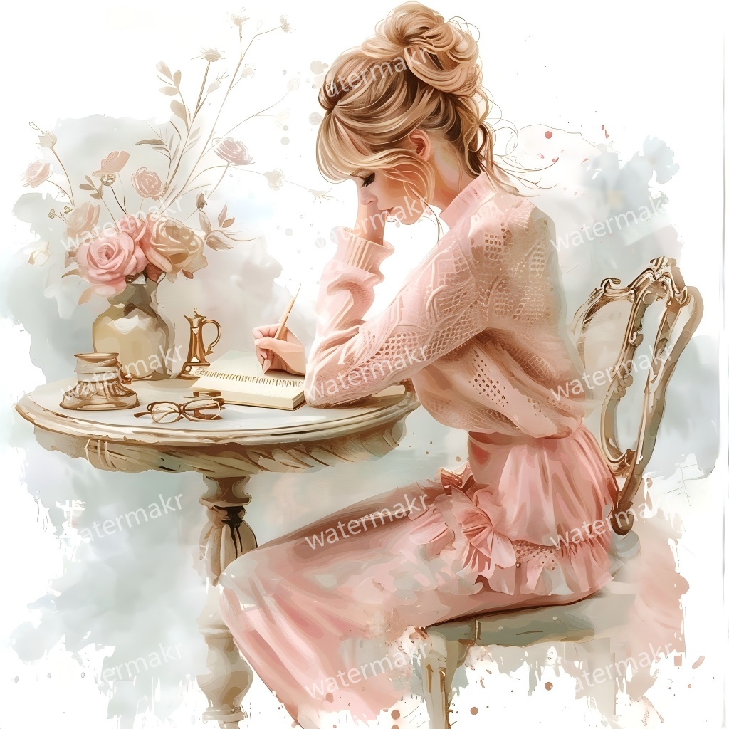 【商用利用可】ほっこりガール(水彩コージー)クリップアート24点セット|高解像度JPG|印刷OK・コラージュ・ジャンクジャーナル素材|即ダウンロード