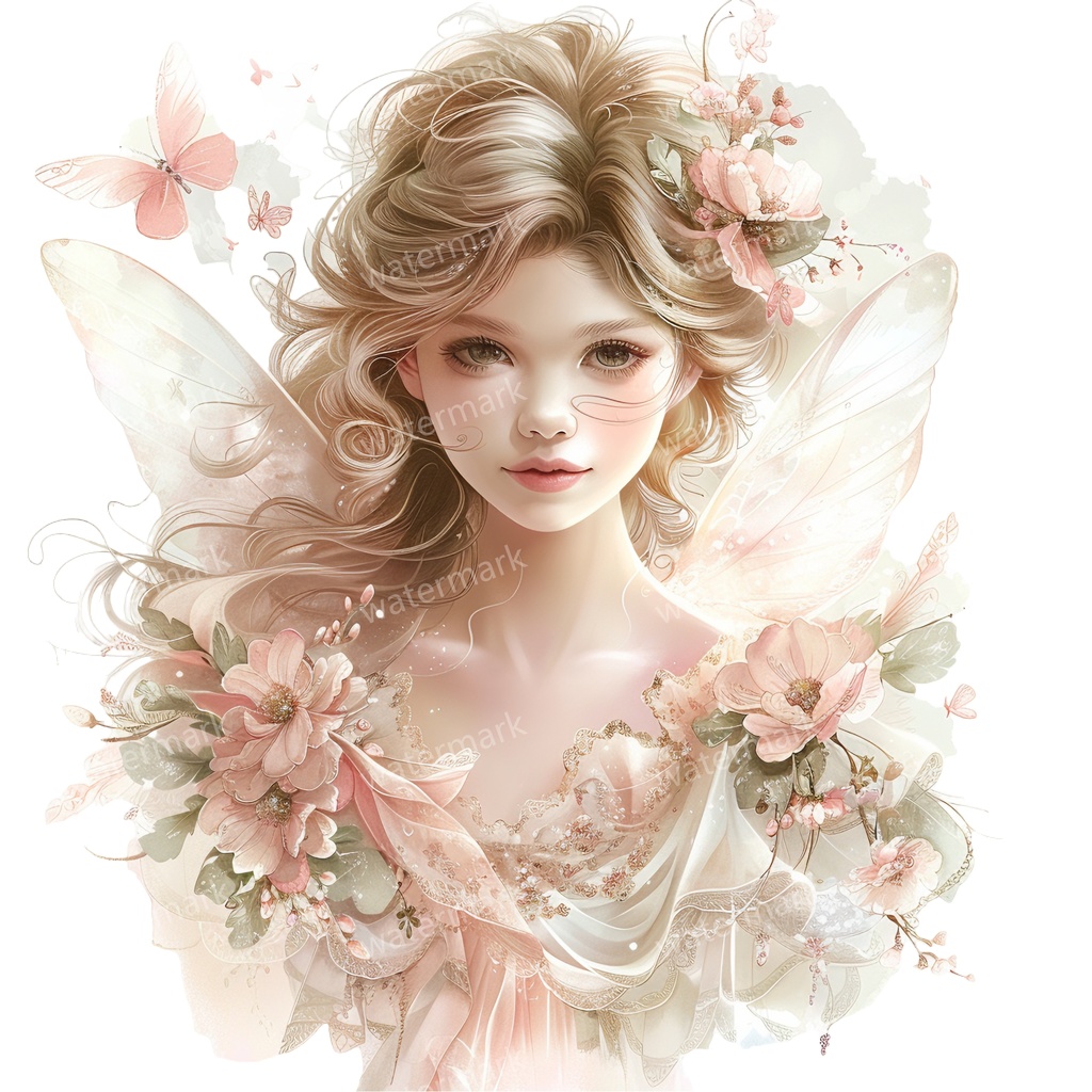 【商用利用可】フェアリー(水彩妖精)クリップアート19点セット|高解像度・透過PNG|印刷OK・コラージュ・ジャンクジャーナル素材|即ダウンロード