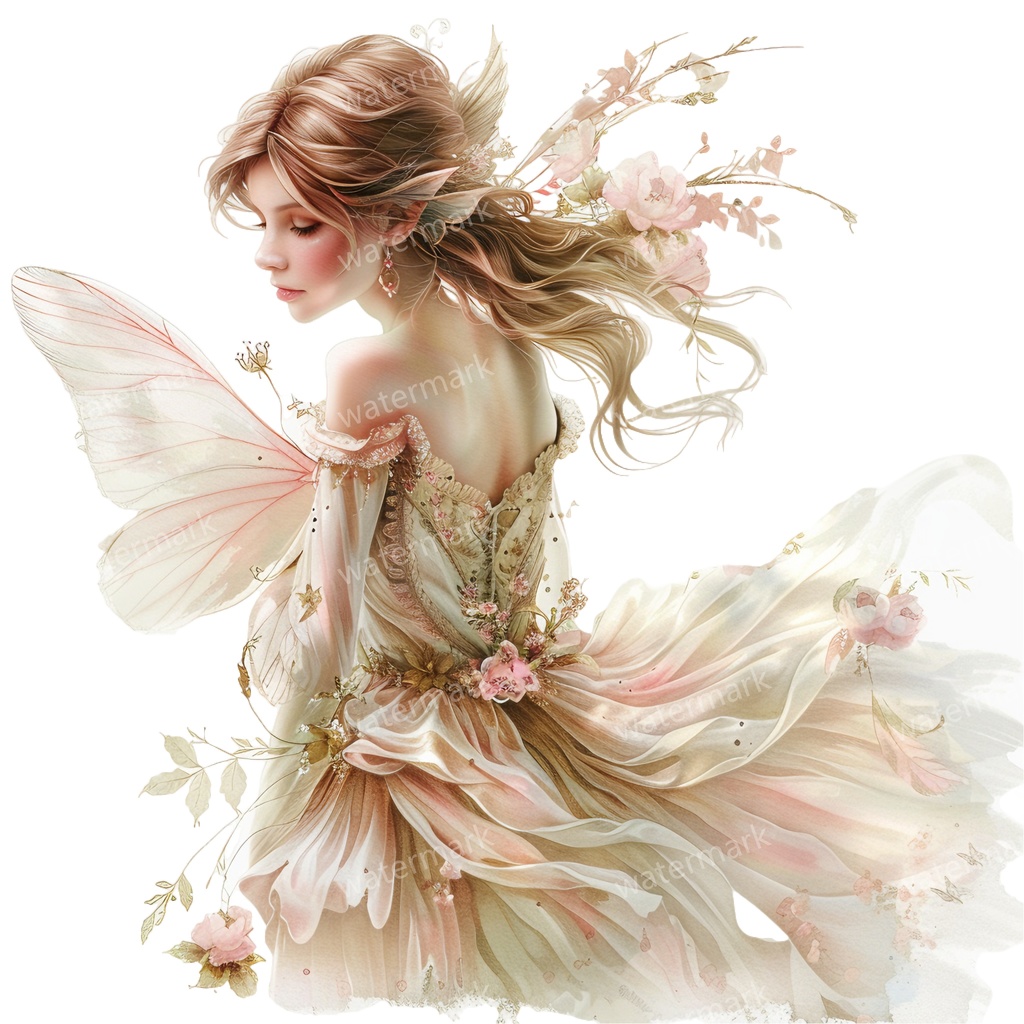 【商用利用可】フェアリー(水彩妖精)クリップアート19点セット|高解像度・透過PNG|印刷OK・コラージュ・ジャンクジャーナル素材|即ダウンロード