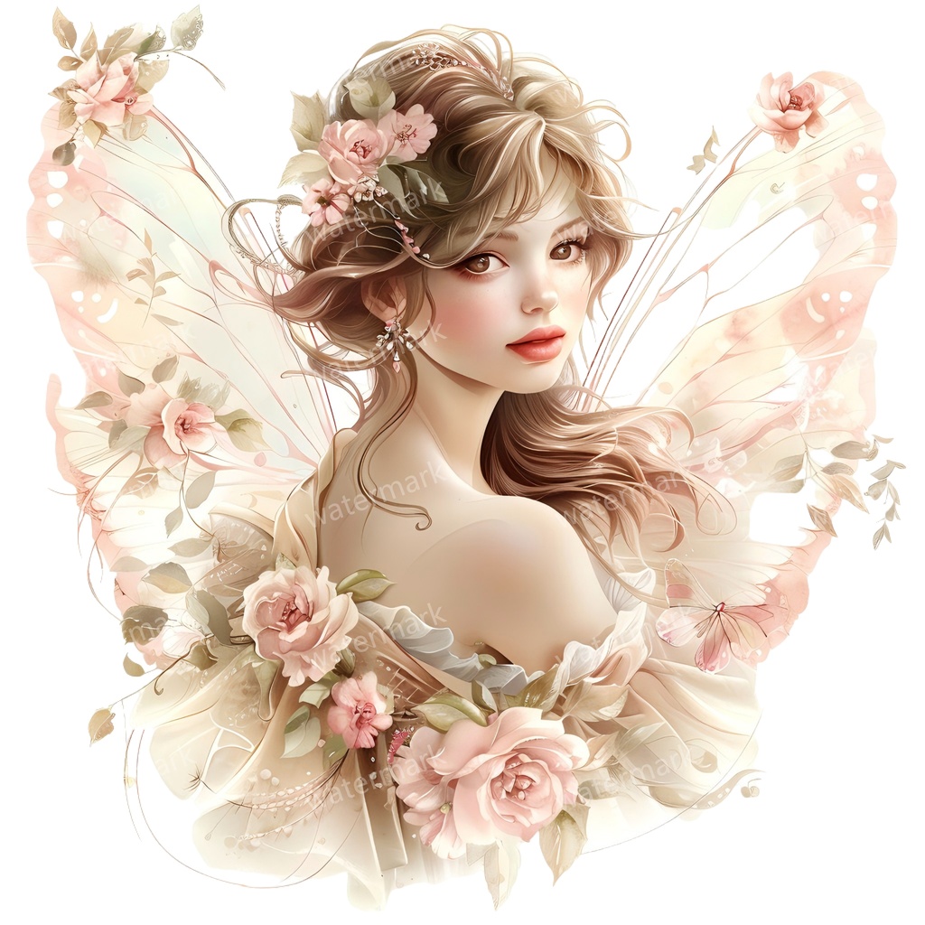【商用利用可】フェアリー(水彩妖精)クリップアート19点セット|高解像度・透過PNG|印刷OK・コラージュ・ジャンクジャーナル素材|即ダウンロード