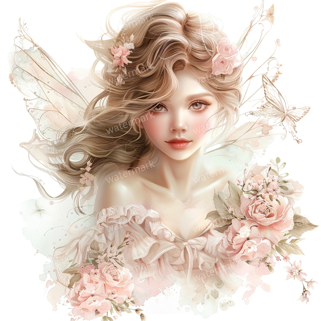 【商用利用可】フェアリー(水彩妖精)クリップアート19点セット|高解像度・透過PNG|印刷OK・コラージュ・ジャンクジャーナル素材|即ダウンロード
