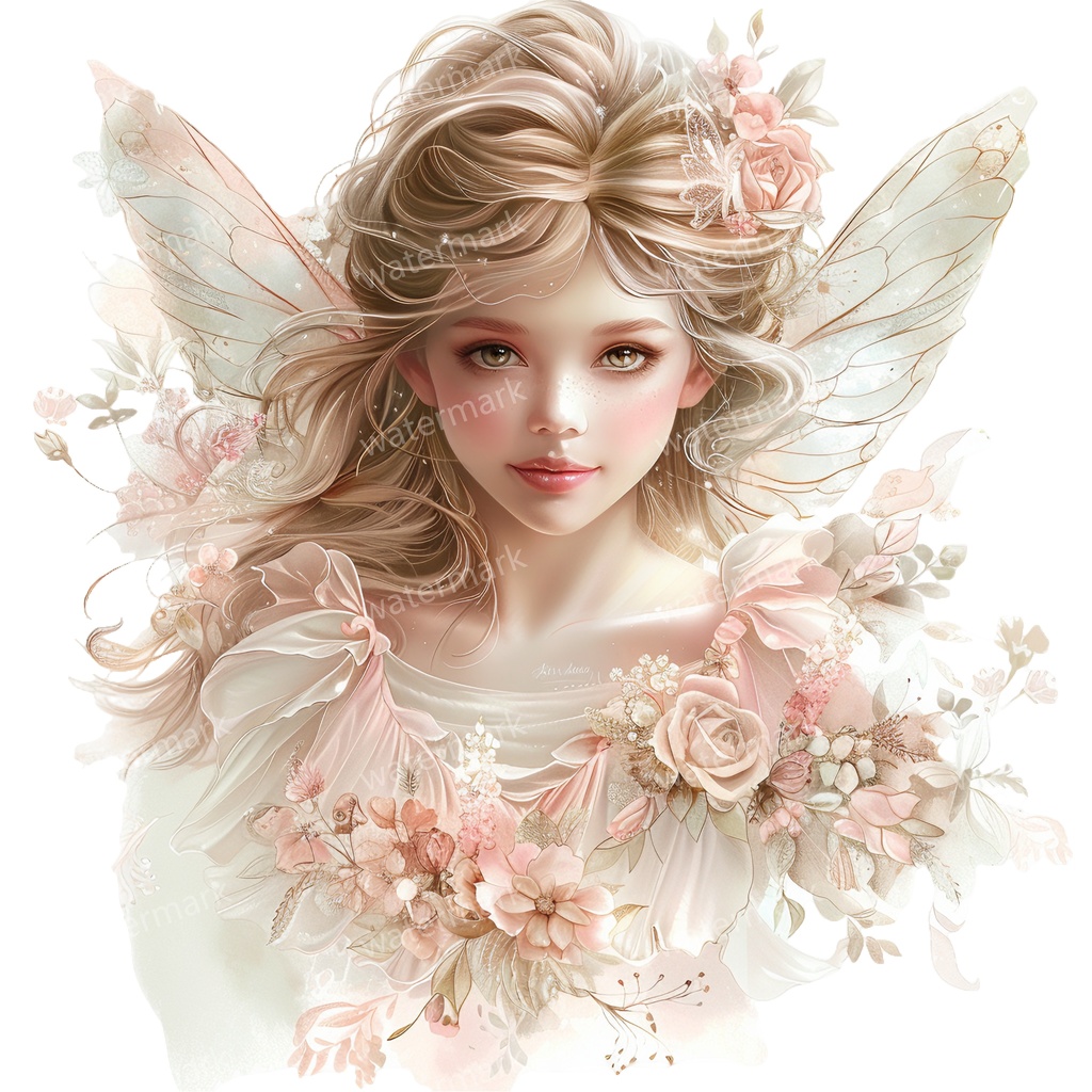 【商用利用可】フェアリー（水彩妖精）クリップアート19点セット｜高解像度・透過PNG｜印刷OK・コラージュ・ジャンクジャーナル素材｜即ダウンロード