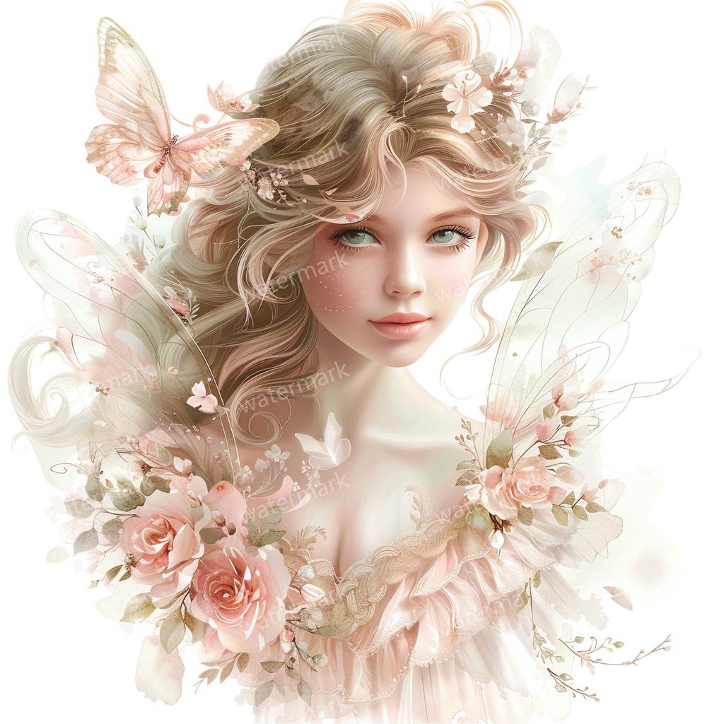 【商用利用可】フェアリー(水彩妖精)クリップアート19点セット|高解像度・透過PNG|印刷OK・コラージュ・ジャンクジャーナル素材|即ダウンロード
