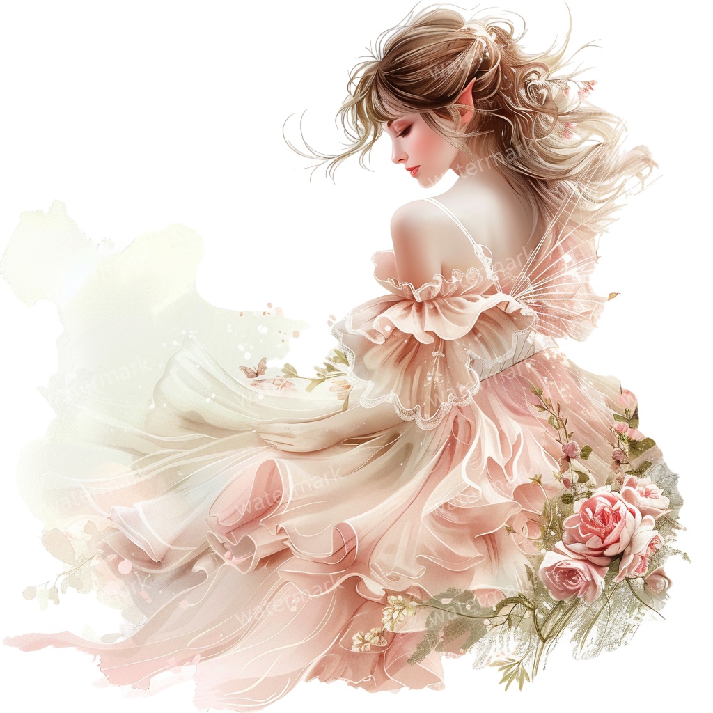 【商用利用可】フェアリー(水彩妖精)クリップアート19点セット|高解像度・透過PNG|印刷OK・コラージュ・ジャンクジャーナル素材|即ダウンロード