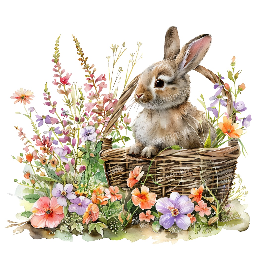 【商用利用可】うさぎ(水彩ラビット)クリップアート11点セット|高解像度・透過PNG|印刷OK・コラージュ・ジャンクジャーナル素材|即ダウンロード