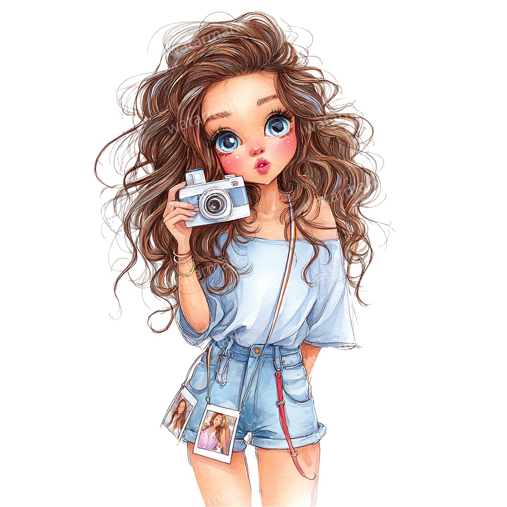 【商用利用可】ホビーガール(水彩女の子)クリップアート25点セット|高解像度・透過PNG|印刷OK・コラージュ・ジャンクジャーナル素材|即ダウンロード