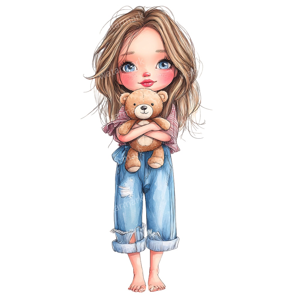 【商用利用可】ホビーガール(水彩女の子)クリップアート25点セット|高解像度・透過PNG|印刷OK・コラージュ・ジャンクジャーナル素材|即ダウンロード