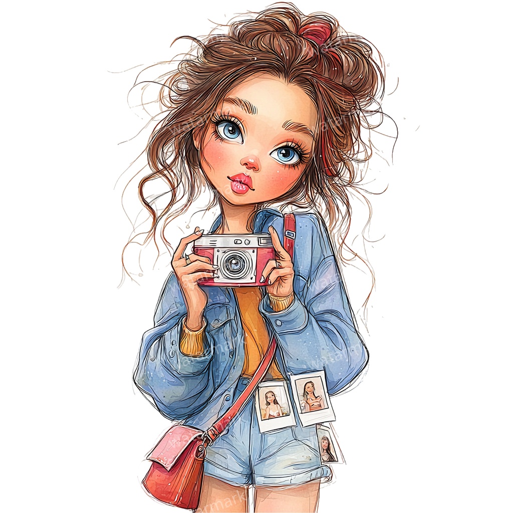 【商用利用可】ホビーガール(水彩女の子)クリップアート25点セット|高解像度・透過PNG|印刷OK・コラージュ・ジャンクジャーナル素材|即ダウンロード