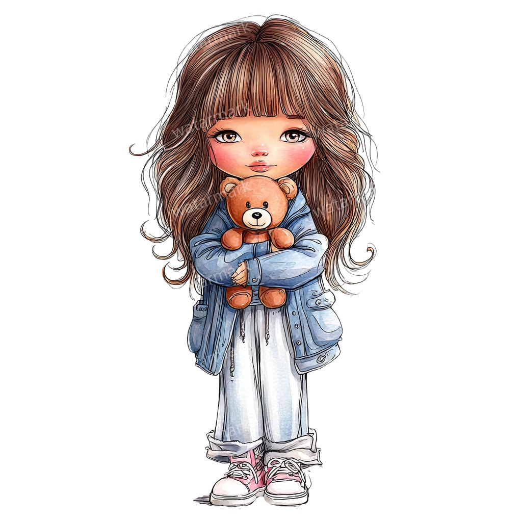 【商用利用可】ホビーガール(水彩女の子)クリップアート25点セット|高解像度・透過PNG|印刷OK・コラージュ・ジャンクジャーナル素材|即ダウンロード