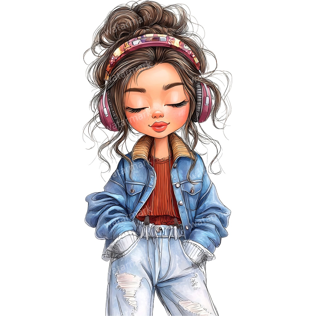 【商用利用可】ホビーガール(水彩女の子)クリップアート25点セット|高解像度・透過PNG|印刷OK・コラージュ・ジャンクジャーナル素材|即ダウンロード