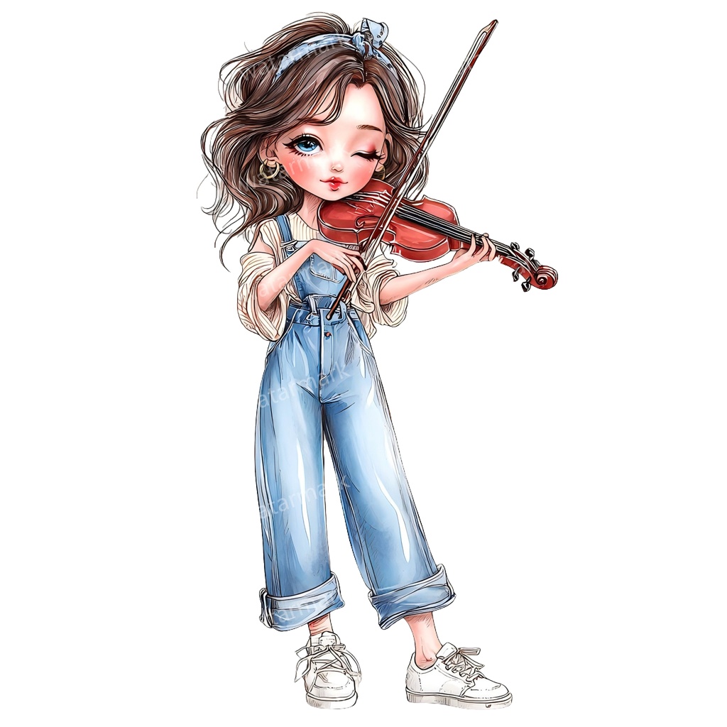 【商用利用可】ホビーガール(水彩女の子)クリップアート25点セット|高解像度・透過PNG|印刷OK・コラージュ・ジャンクジャーナル素材|即ダウンロード