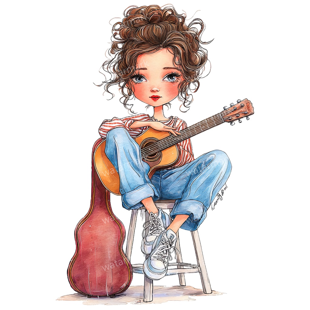 【商用利用可】ホビーガール(水彩女の子)クリップアート25点セット|高解像度・透過PNG|印刷OK・コラージュ・ジャンクジャーナル素材|即ダウンロード