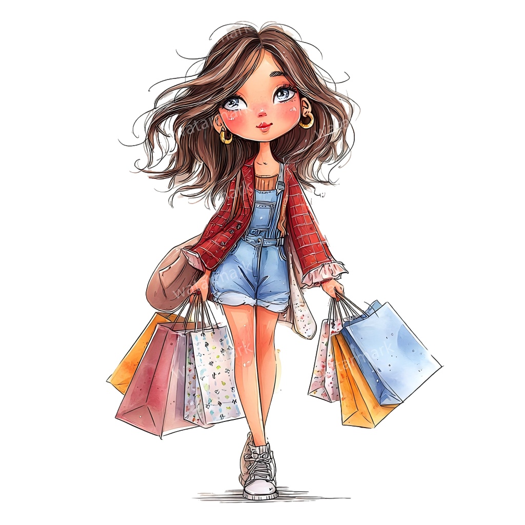 【商用利用可】ホビーガール(水彩女の子)クリップアート25点セット|高解像度・透過PNG|印刷OK・コラージュ・ジャンクジャーナル素材|即ダウンロード