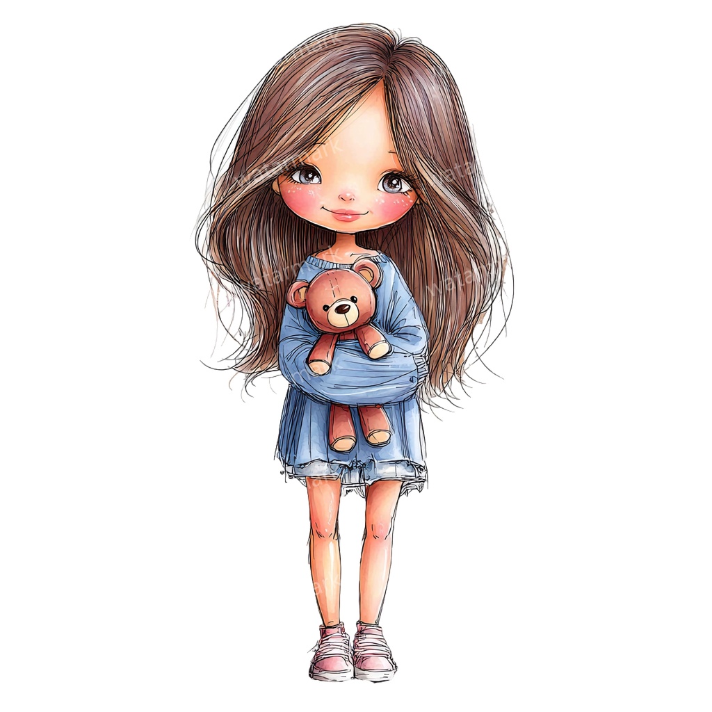 【商用利用可】ホビーガール(水彩女の子)クリップアート25点セット|高解像度・透過PNG|印刷OK・コラージュ・ジャンクジャーナル素材|即ダウンロード