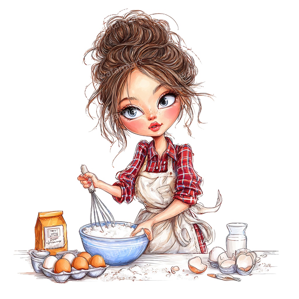 【商用利用可】ホビーガール(水彩女の子)クリップアート25点セット|高解像度・透過PNG|印刷OK・コラージュ・ジャンクジャーナル素材|即ダウンロード