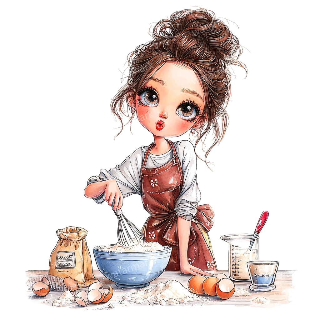 【商用利用可】ホビーガール(水彩女の子)クリップアート25点セット|高解像度・透過PNG|印刷OK・コラージュ・ジャンクジャーナル素材|即ダウンロード