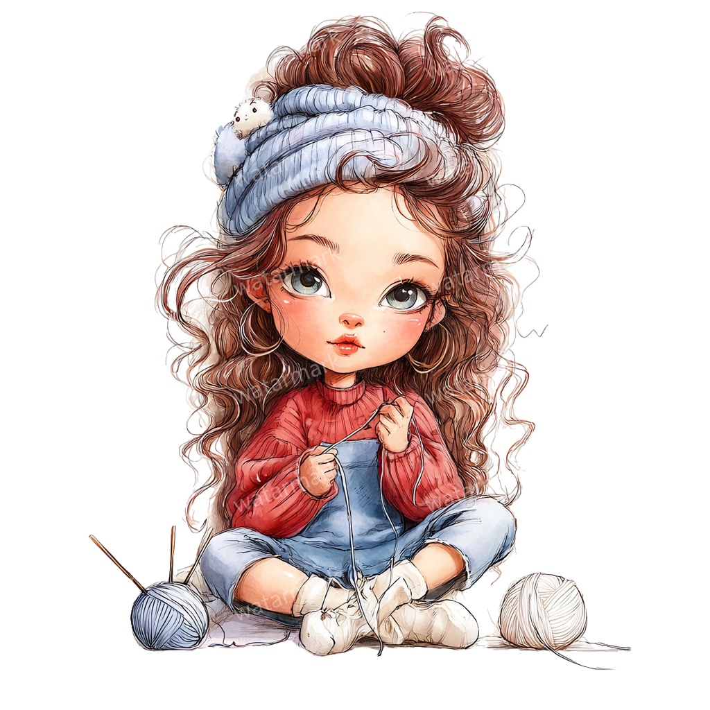 【商用利用可】ホビーガール(水彩女の子)クリップアート25点セット|高解像度・透過PNG|印刷OK・コラージュ・ジャンクジャーナル素材|即ダウンロード