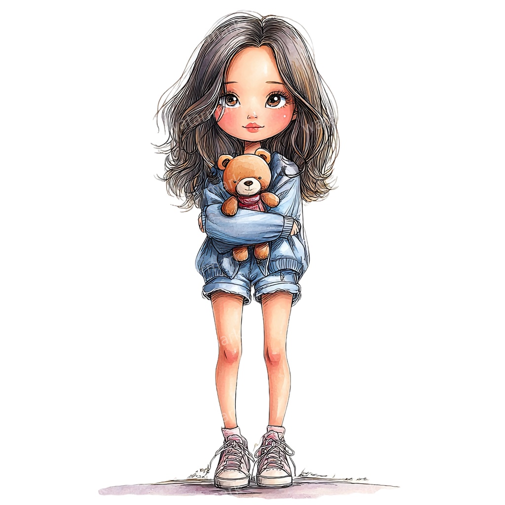 【商用利用可】ホビーガール(水彩女の子)クリップアート25点セット|高解像度・透過PNG|印刷OK・コラージュ・ジャンクジャーナル素材|即ダウンロード