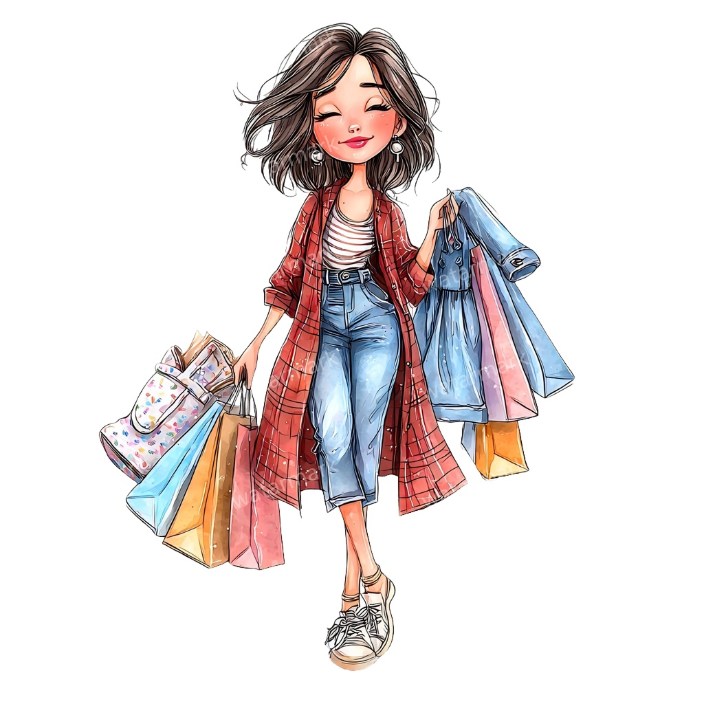 【商用利用可】ホビーガール(水彩女の子)クリップアート25点セット|高解像度・透過PNG|印刷OK・コラージュ・ジャンクジャーナル素材|即ダウンロード