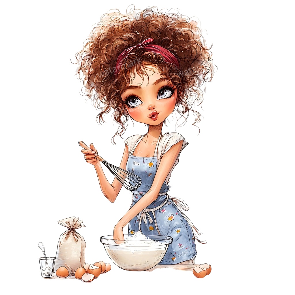 【商用利用可】ホビーガール（水彩女の子）クリップアート25点セット｜高解像度・透過PNG｜印刷OK・コラージュ・ジャンクジャーナル素材｜即ダウンロード