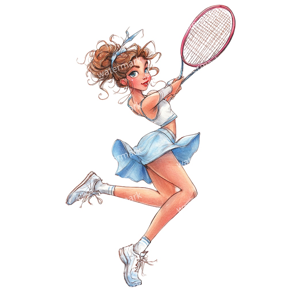 【商用利用可】アクティブガール（水彩女の子）クリップアート14点セット｜高解像度・透過PNG｜印刷OK・コラージュ・ジャンクジャーナル素材｜即ダウンロード