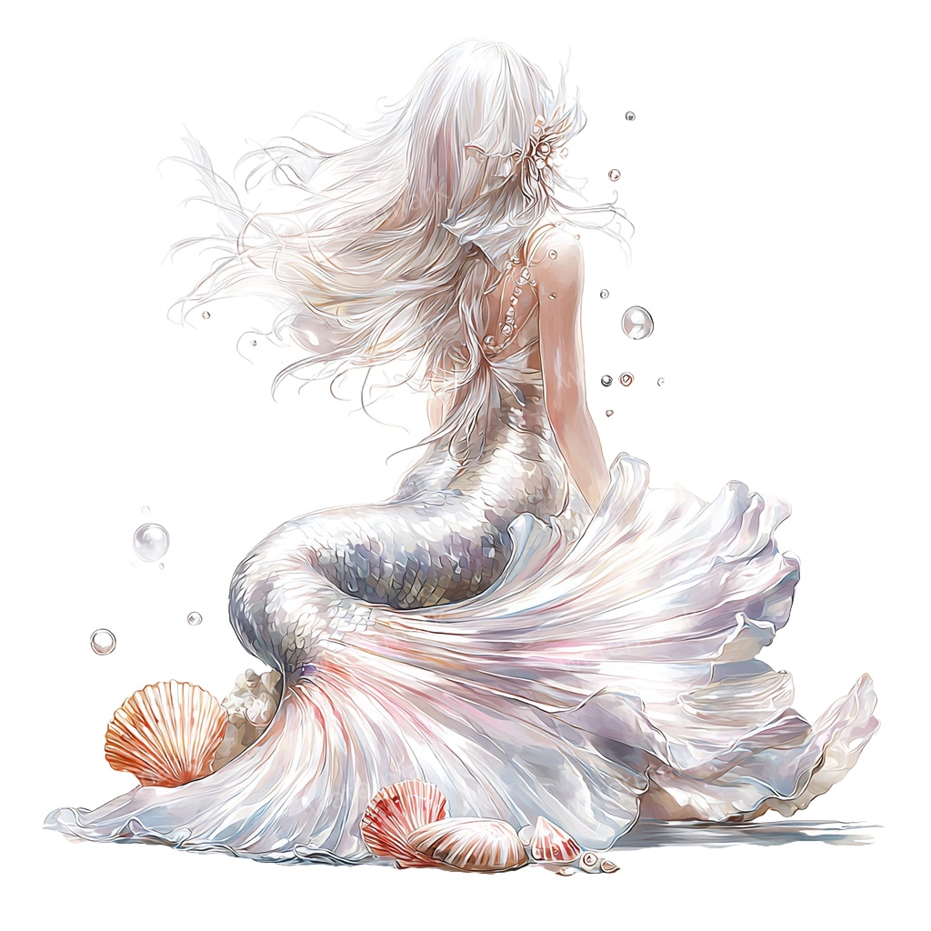 【商用利用可】マーメイド(水彩人魚)クリップアート15点セット|高解像度・透過PNG|印刷OK・コラージュ・ジャンクジャーナル素材|即ダウンロード