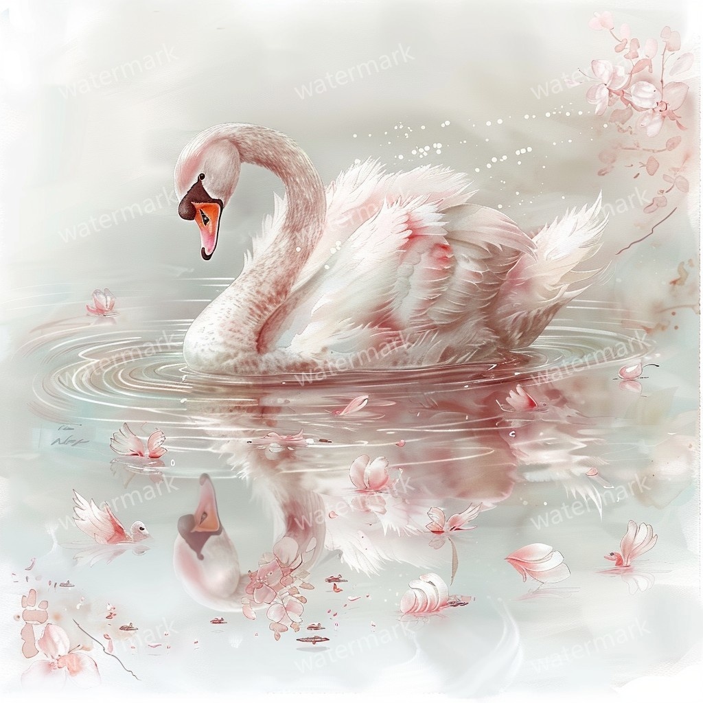 【商用利用可】白鳥(水彩スワン)クリップアート20点セット|高解像度JPG|印刷OK・コラージュ・ジャンクジャーナル素材|即ダウンロード